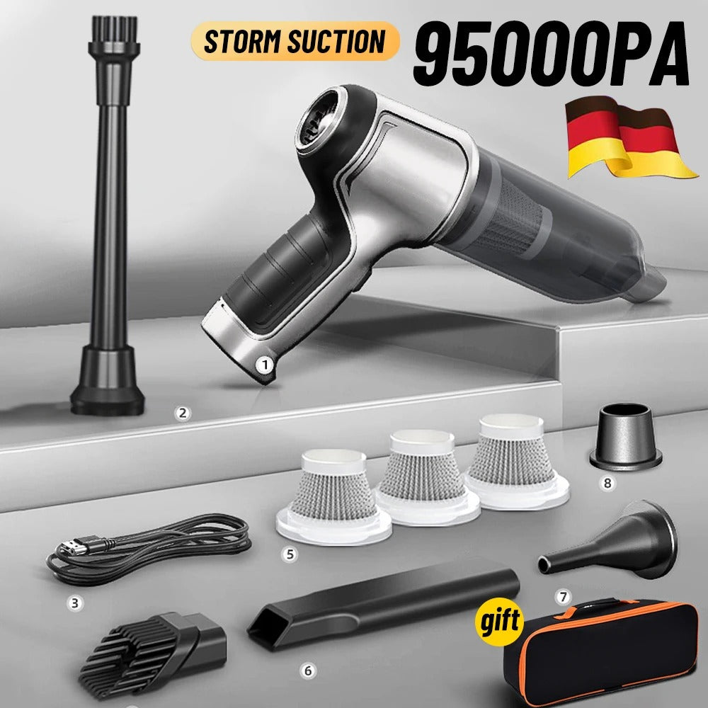 Cordless Handheld Vacuum with 95000Pa Suction and Six Accessories