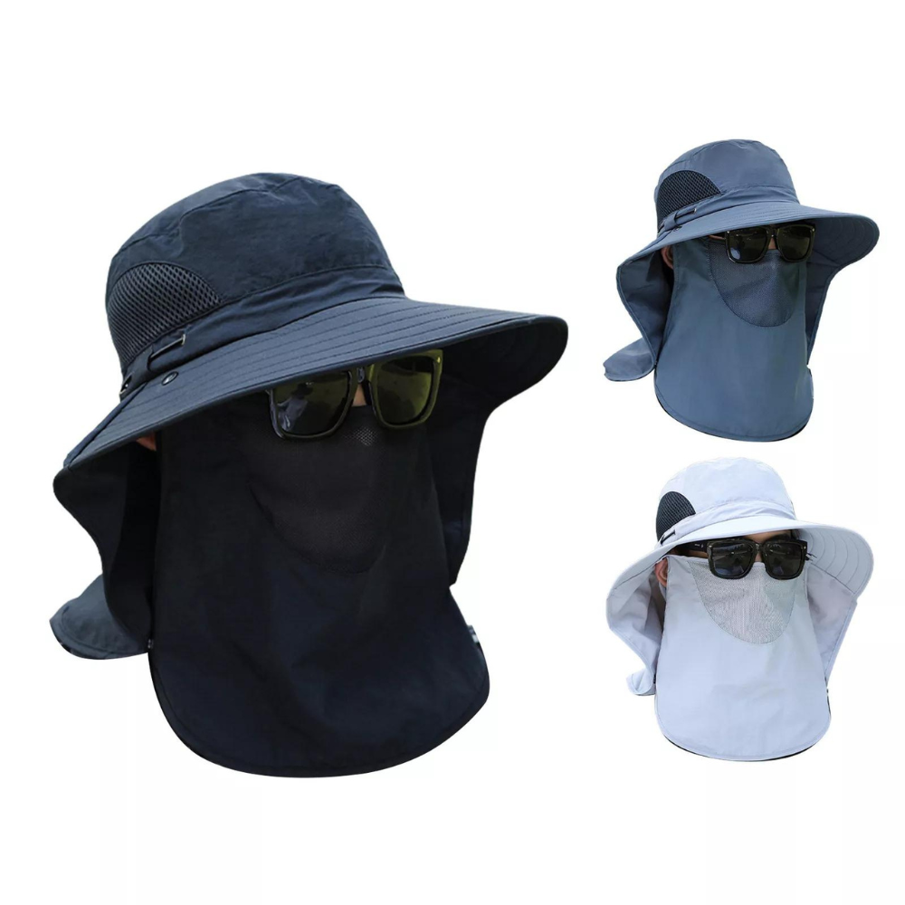 Fishing Hat with Wide Brim and Breathable Mesh, Water Resistant