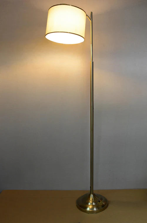 LumiNest Study Modern Metal Floor Lamp 58" Brushed Gold with Fabric Shade, Living Room Floor Lamps