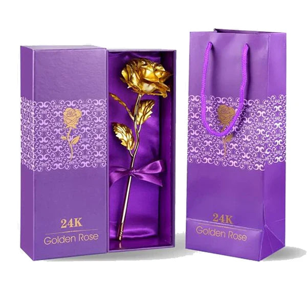 Preserved Real Rose with 24K Gold Plating and Gift Box
