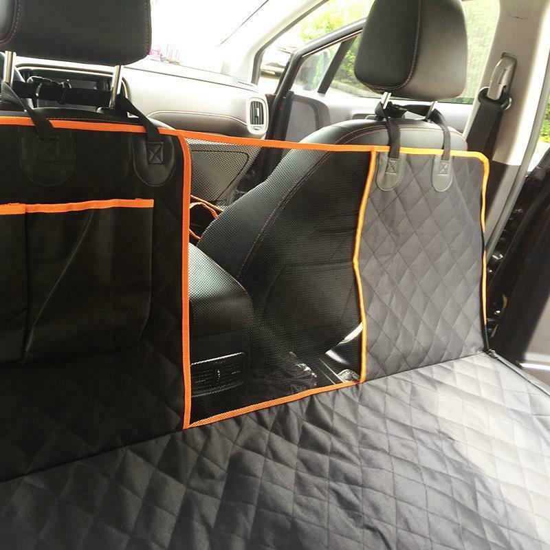 Waterproof Dog Car Seat Cover with Mesh Viewing Window and Zippered Side Panels, Machine Washable