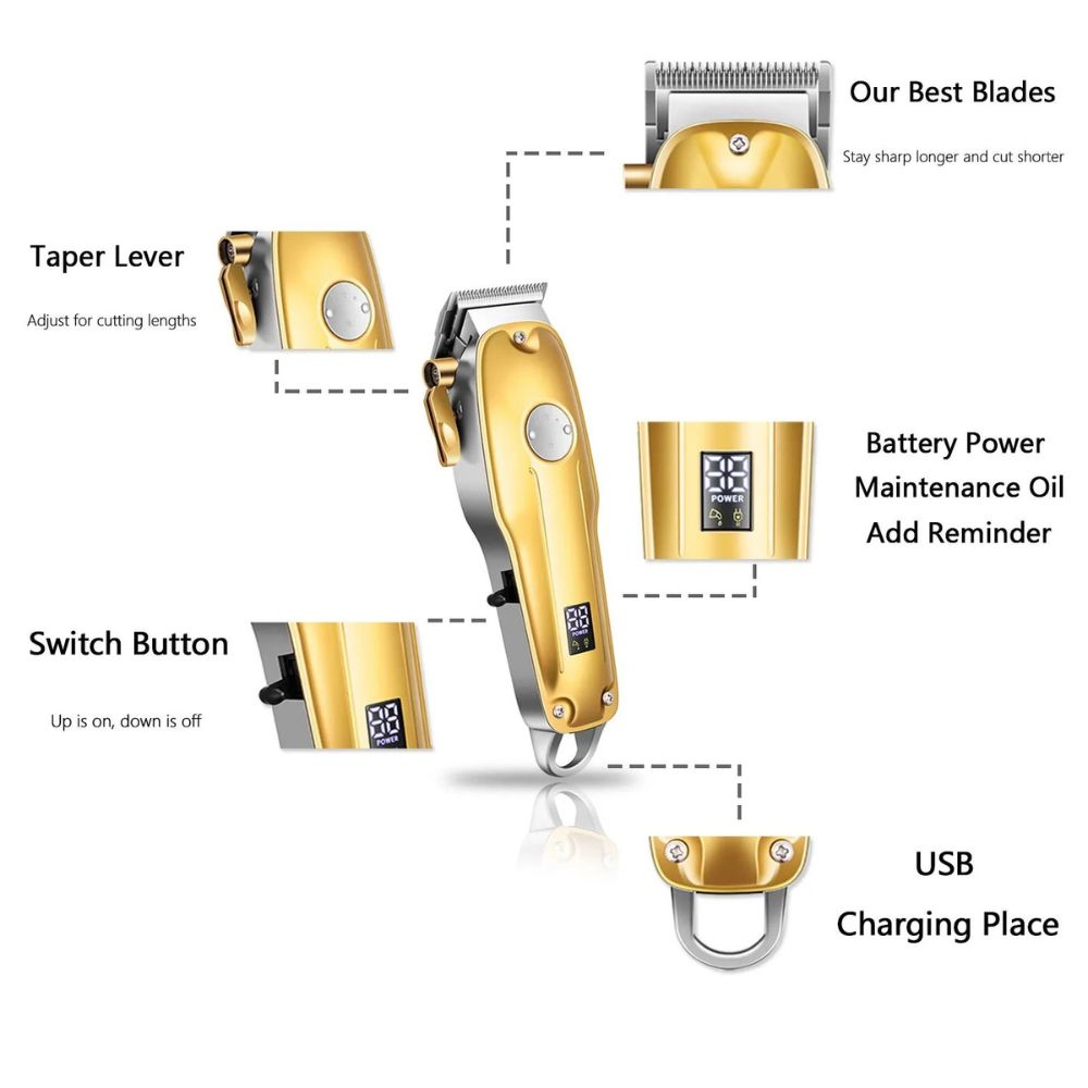 Cordless Hair Clipper Set with Ceramic Blades and Precision Trimmer, Foil Shaver