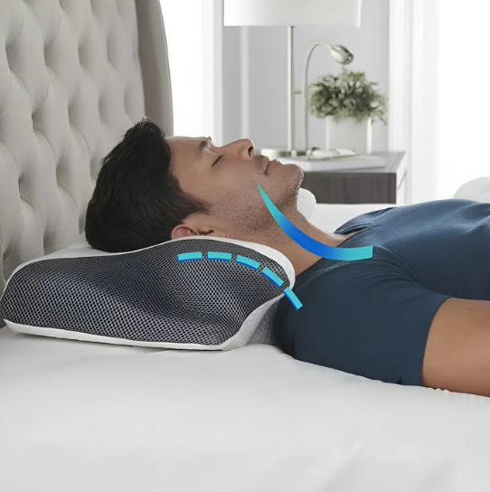 Memory Foam Cervical Pillow with Contoured Support and Breathable Cover, Multi-Position Design
