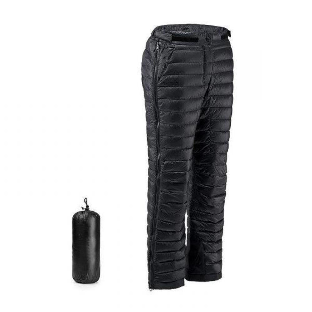 Insulated Goose Down Pants with Full Length Side Zippers and Oxford Reinforced Legs