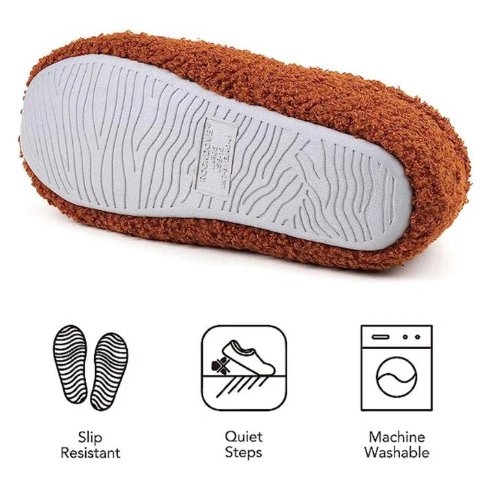 Fleece Slipper with Memory Foam Cushioning and Closed Back Heel Grip