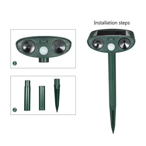 Solar Animal Repeller with Motion Sensor and Flashing Light, 30ft Range 4-Pack