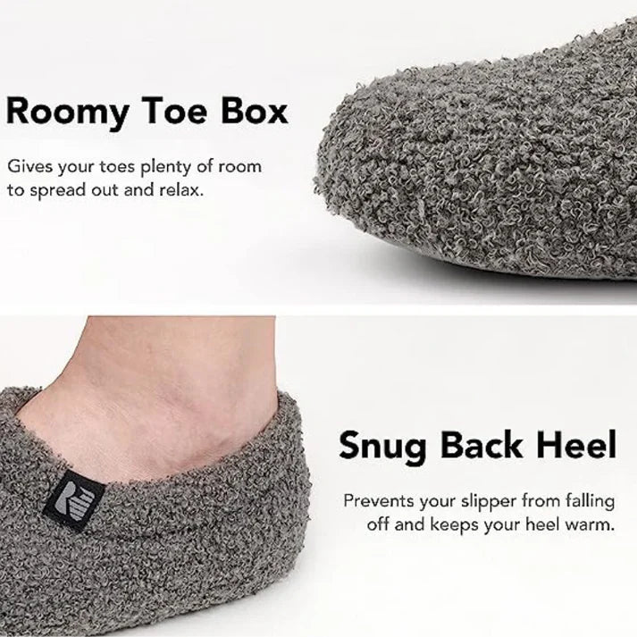 Fleece Slipper with Memory Foam Cushioning and Closed Back Heel Grip