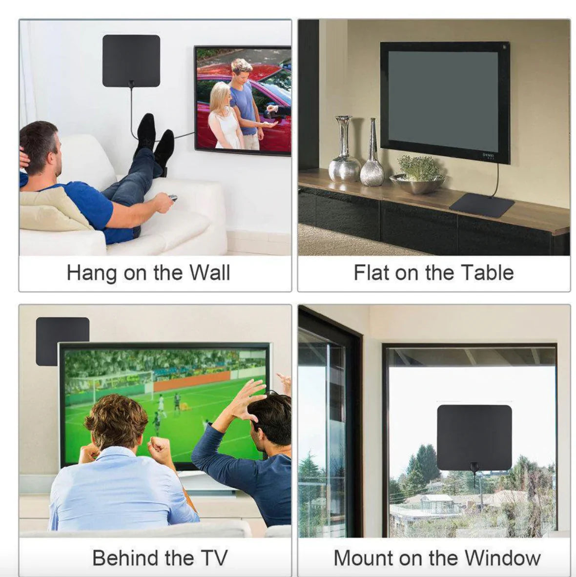 Indoor Digital TV Antenna with 37dB Signal Amplifier and 10ft Cable