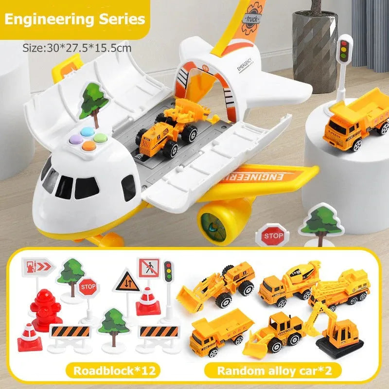 Friction Powered Airplane with Light and Sound Effects, 20-Piece Set for Ages 3-12