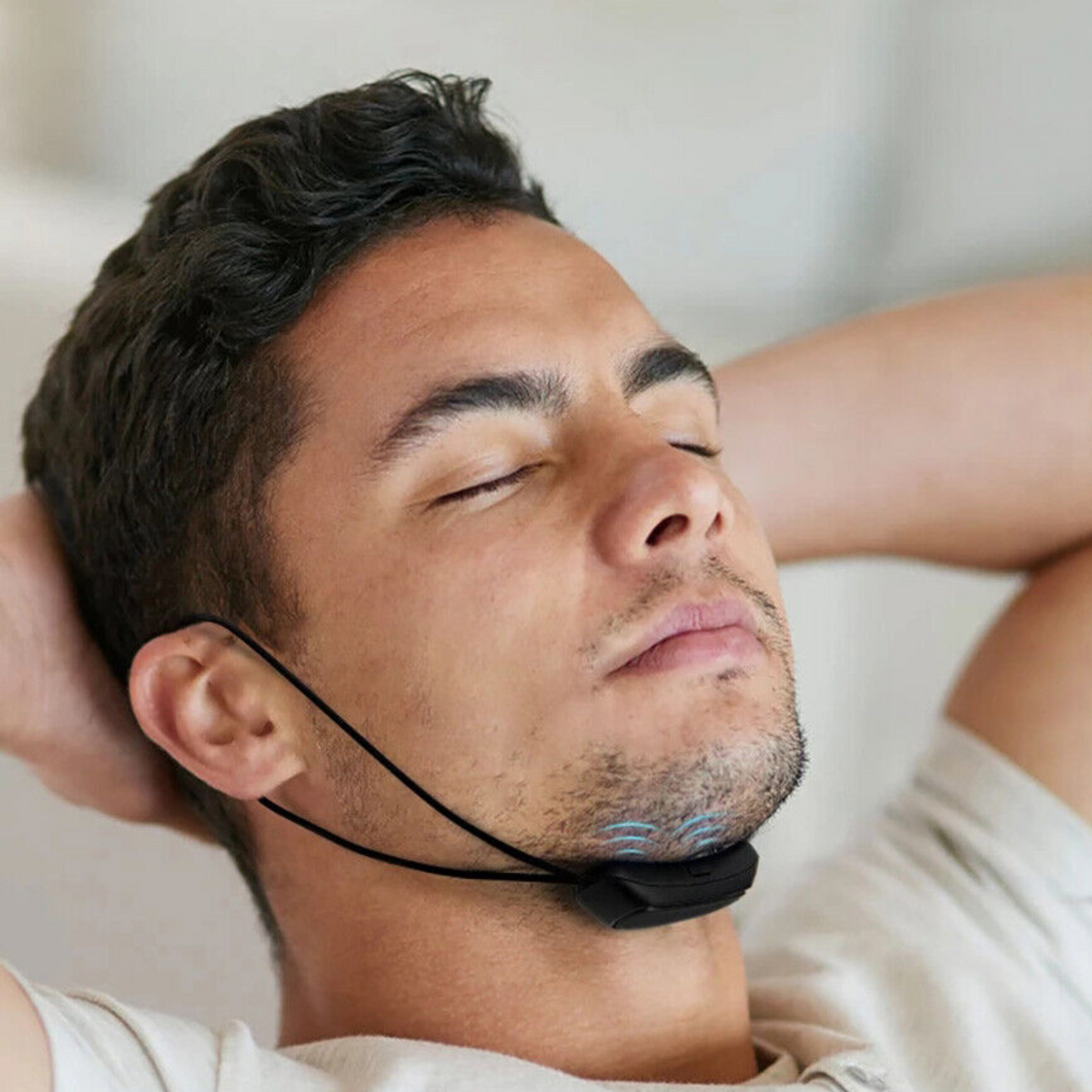 Chin Strap Device with Pulse Muscle Stimulation and Six Power Settings