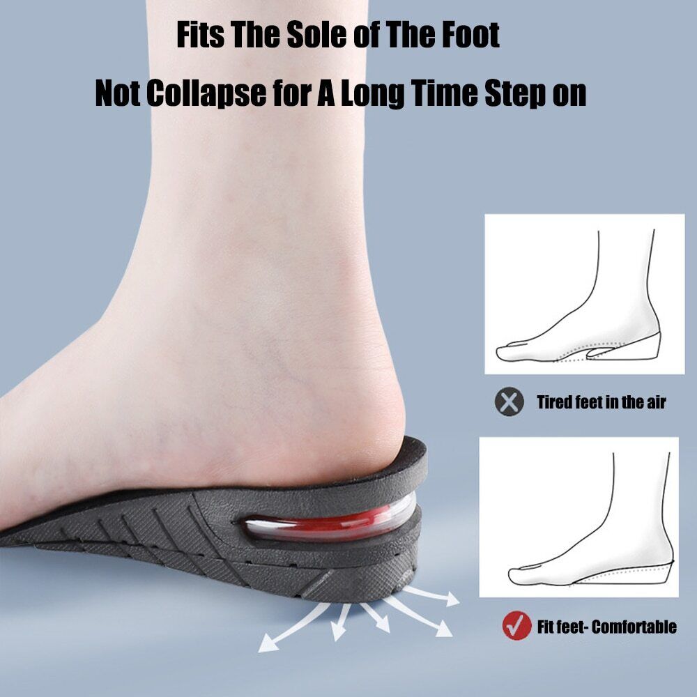 Adjustable Height Insoles with Shock Absorption and Moisture Wicking, Sizes 4.5-9