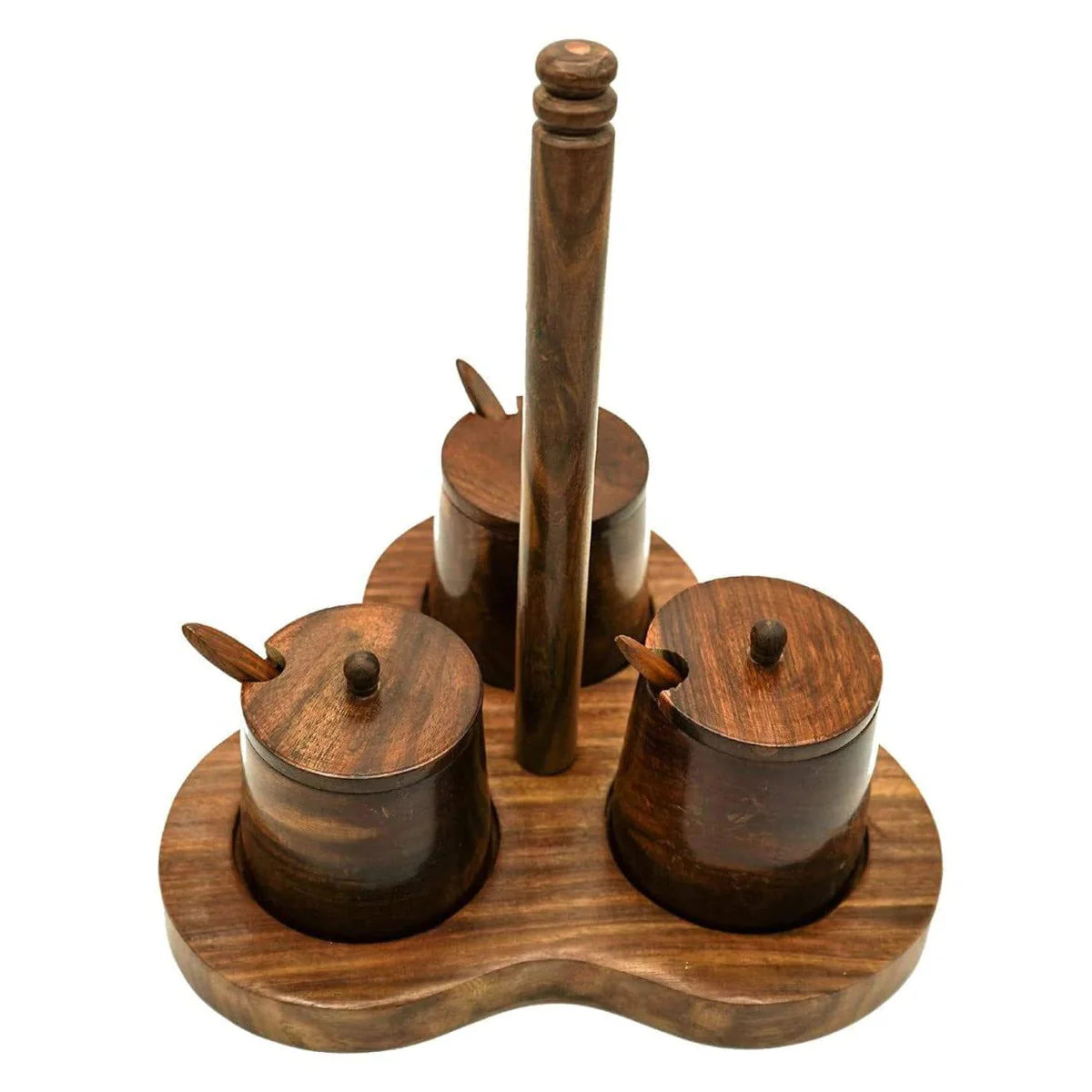 Wood 3-Compartment Spice & Dry Fruit Organizer Set, Kitchen Accessories