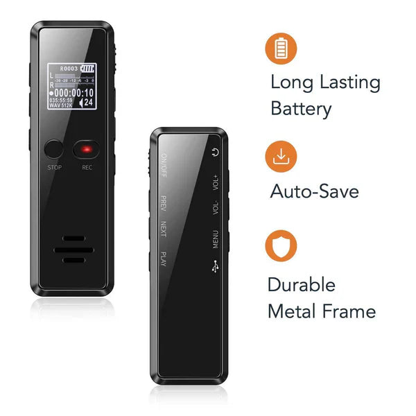 Digital Voice Recorder with Voice Activation and 16GB Storage, 35-Hour Battery Life