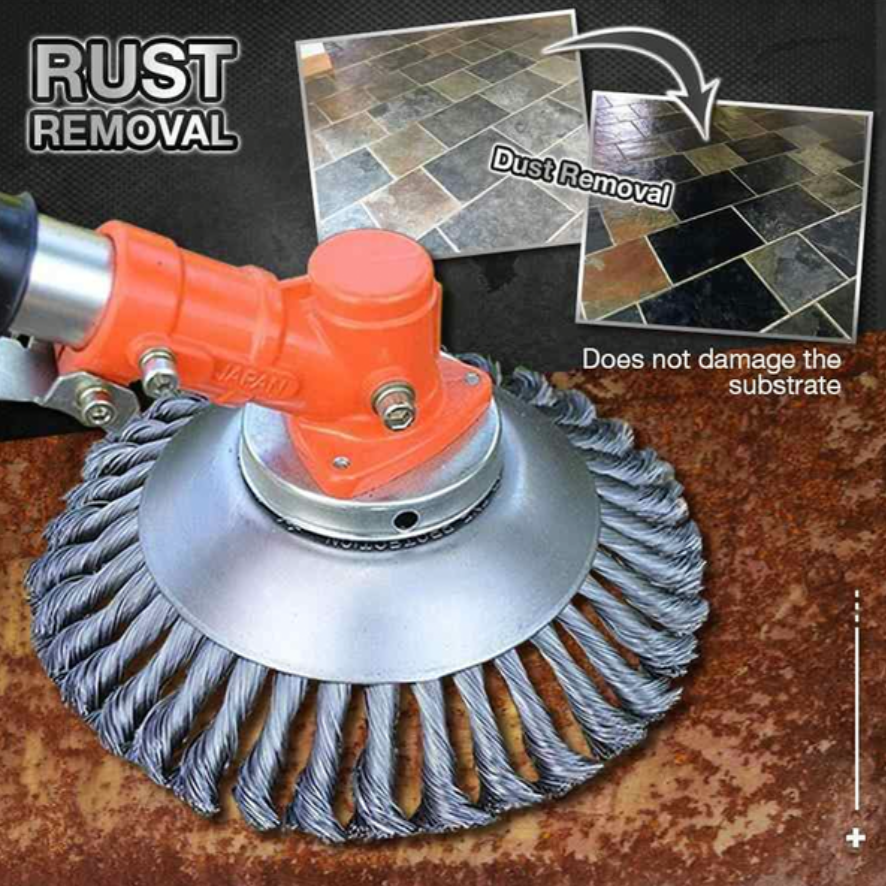 Steel Weed Trimmer Brush with 360-Degree Wire Design and Universal Attachment