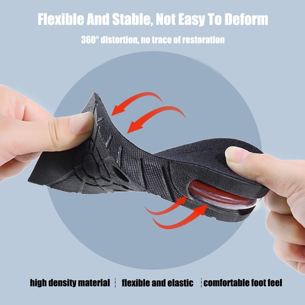 Adjustable Height Insoles with Shock Absorption and Moisture Wicking, Sizes 4.5-9