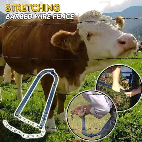 Fence Wire Strainer Tool with Dual Clamps and Lever Tensioning