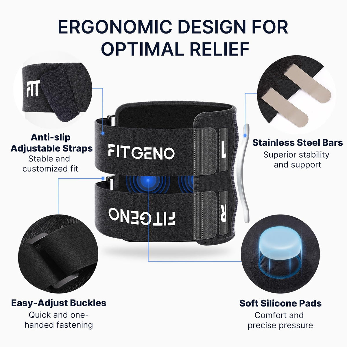Knee Brace with Dual Silicone Pads and Steel Support for Sciatic Discomfort