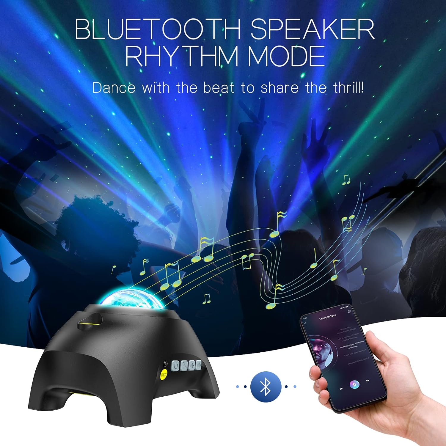 LED Aurora Projector with Dual Lens and Bluetooth Speaker, 33 Light Modes