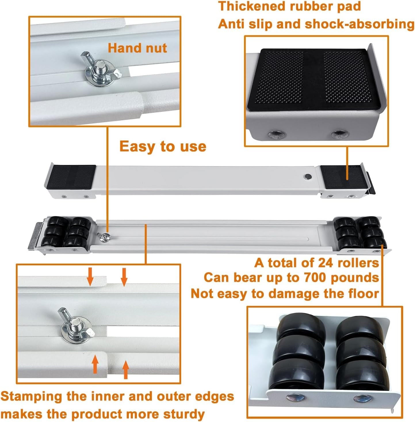 Adjustable Appliance Roller with Dual Brake Locks and 661 Pound Capacity