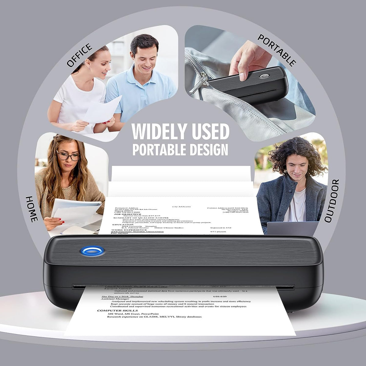Portable Thermal Printer with Wireless Connection and 4200mAh Battery for Mobile Printing