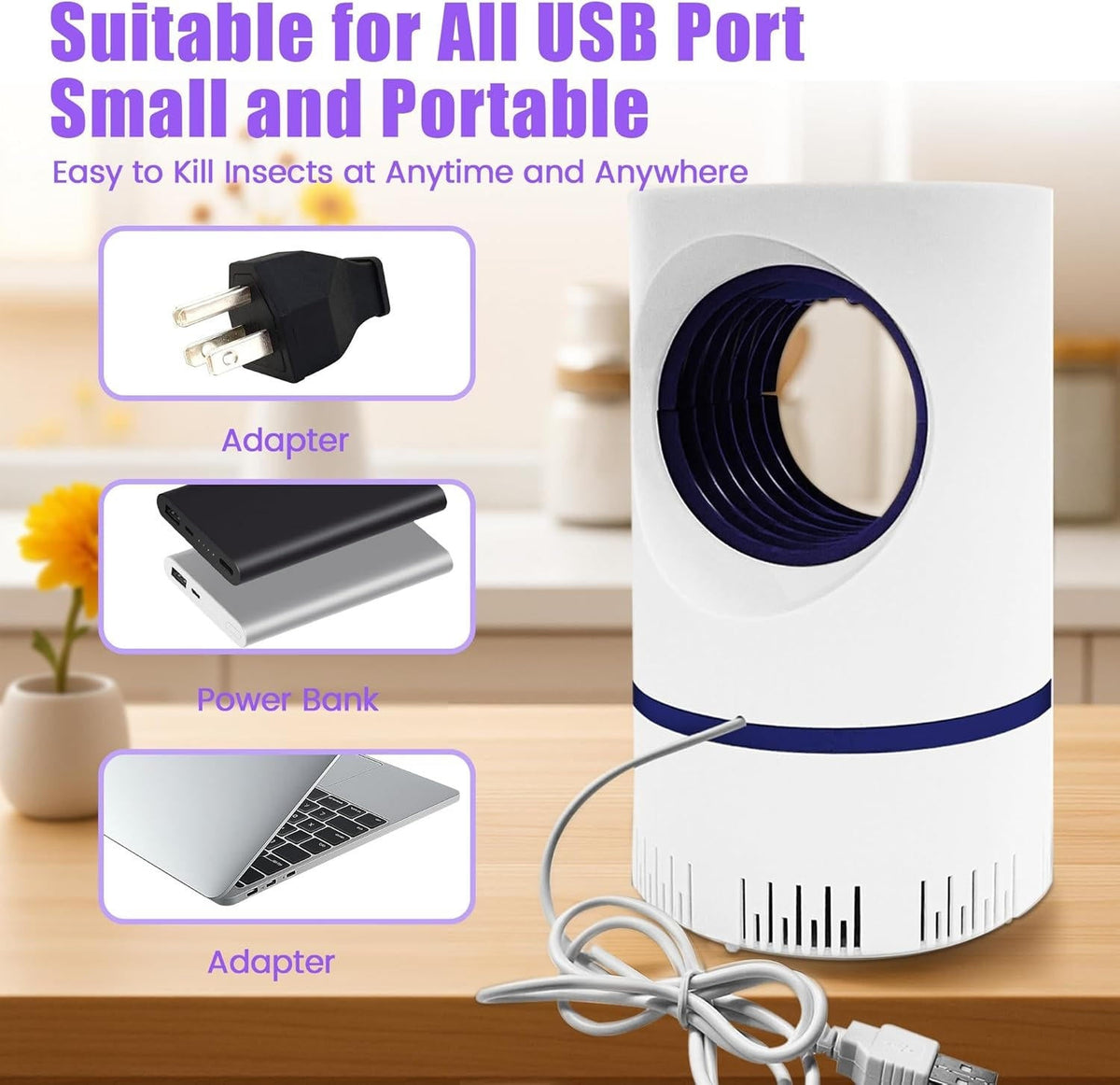 Mosquito and Fly Trap with UV LED Light and Quiet Vortex Fan