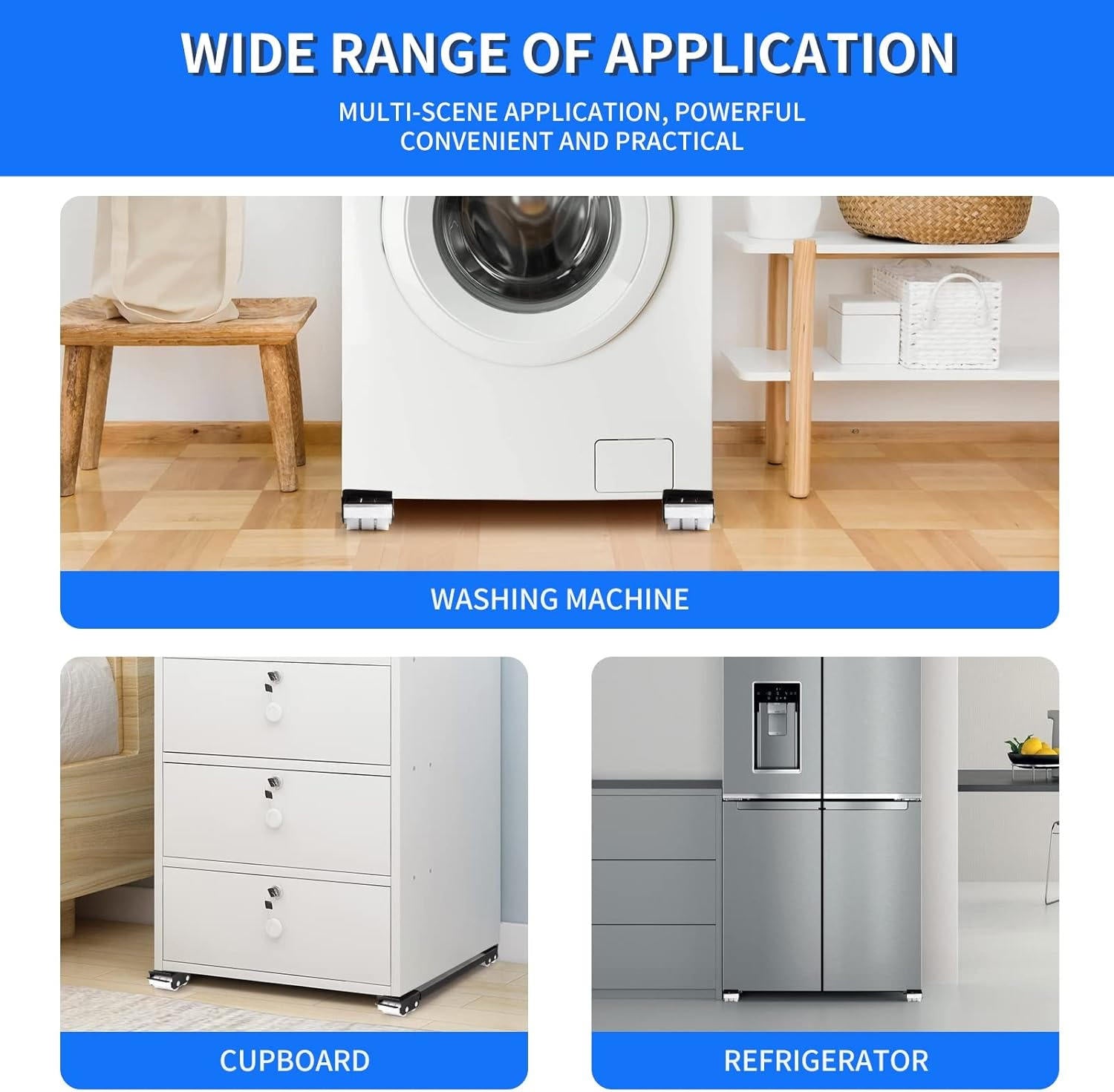 Adjustable Appliance Roller with Dual Brake Locks and 661 Pound Capacity