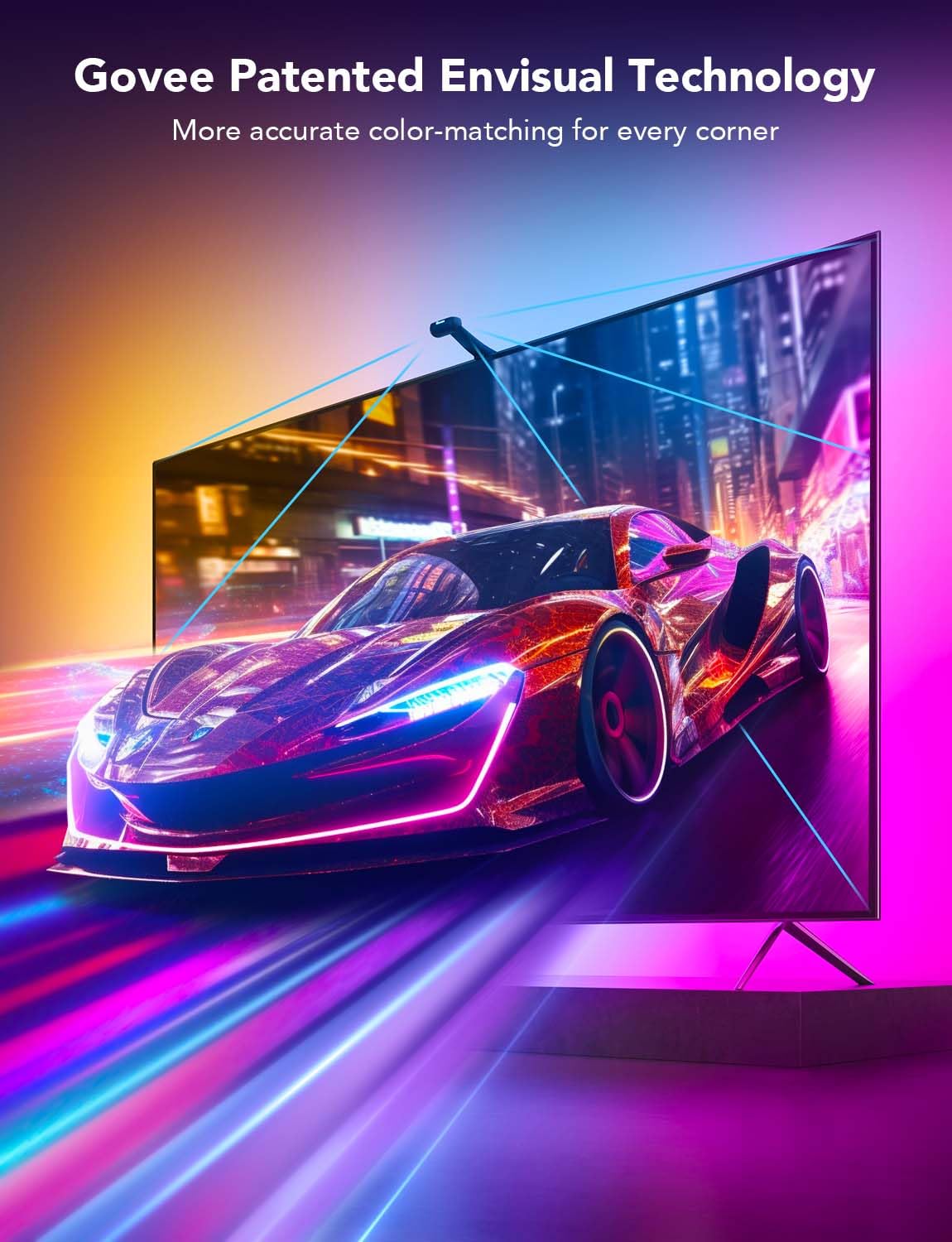 TV Backlight Strip with Dual Edge Cameras and App Control for 98-100in Displays