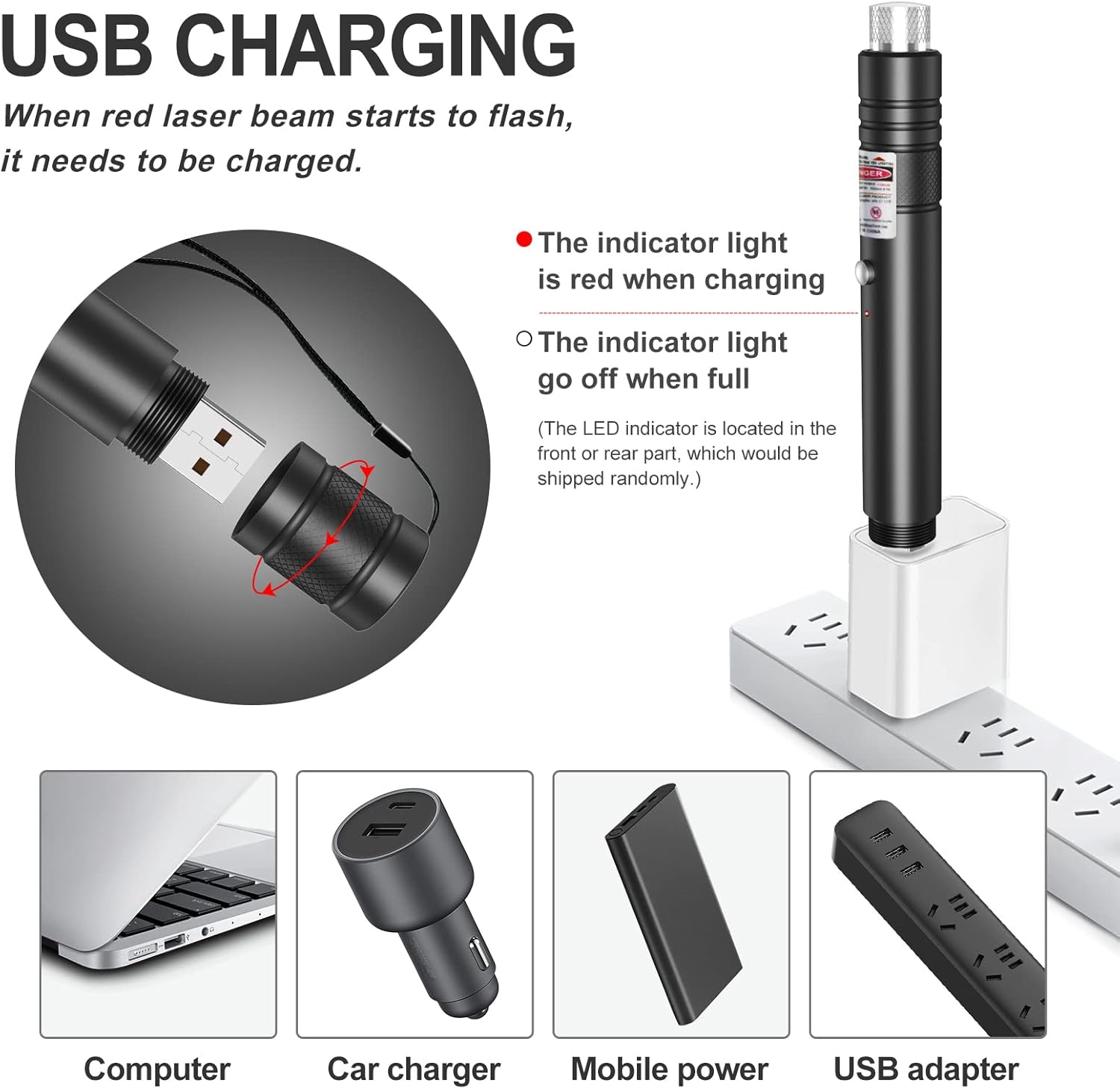 Green Laser Pointer with Rotating Star Cap and Rechargeable Battery, 2000ft Range