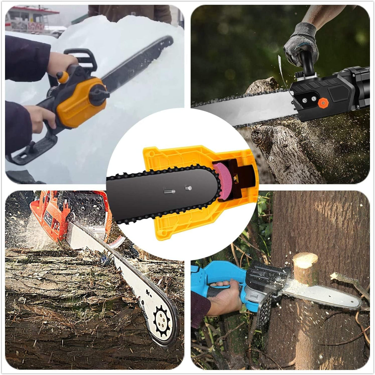 Portable Chainsaw Bar Sharpener with Dual Pin Mount and Grinding Stone