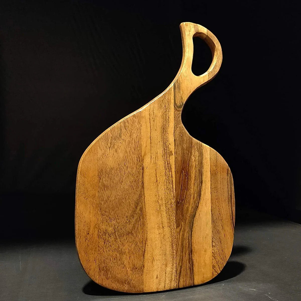 Artisan Acacia Wood Cutting Board Natural Finish Single-Piece with Handle, Kitchen Accessories