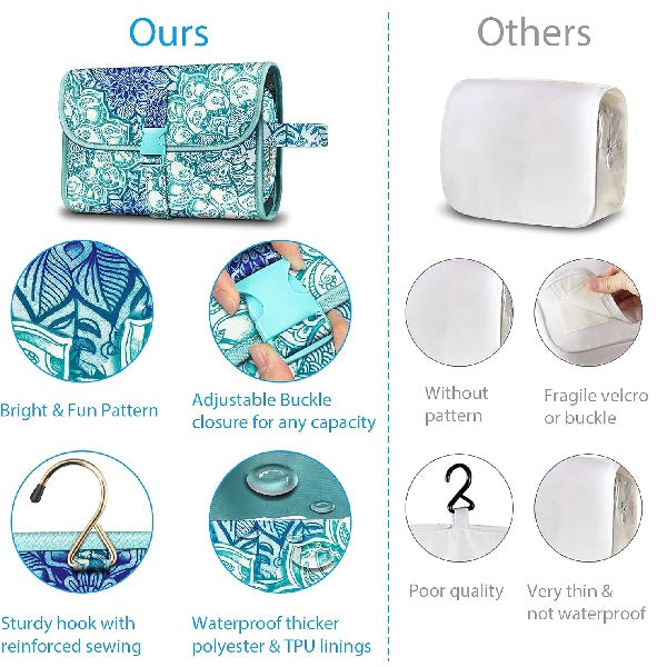 Makeup Organizer Pouch with Clear Viewing Panel and Brush Slots, Water Resistant