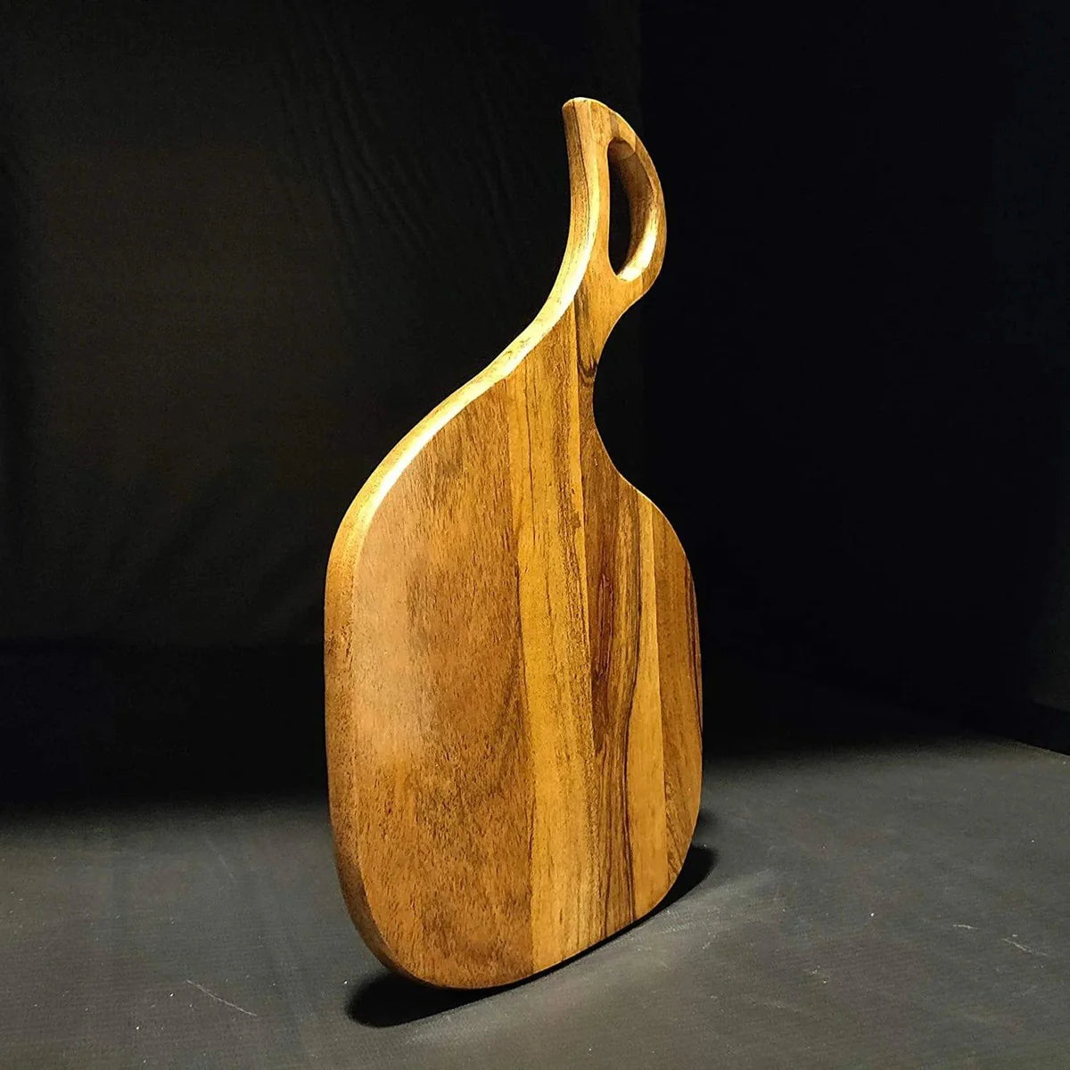 Artisan Acacia Wood Cutting Board Natural Finish Single-Piece with Handle, Kitchen Accessories