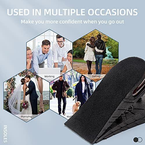 Adjustable Height Insoles with Shock Absorption and Moisture Wicking, Sizes 4.5-9
