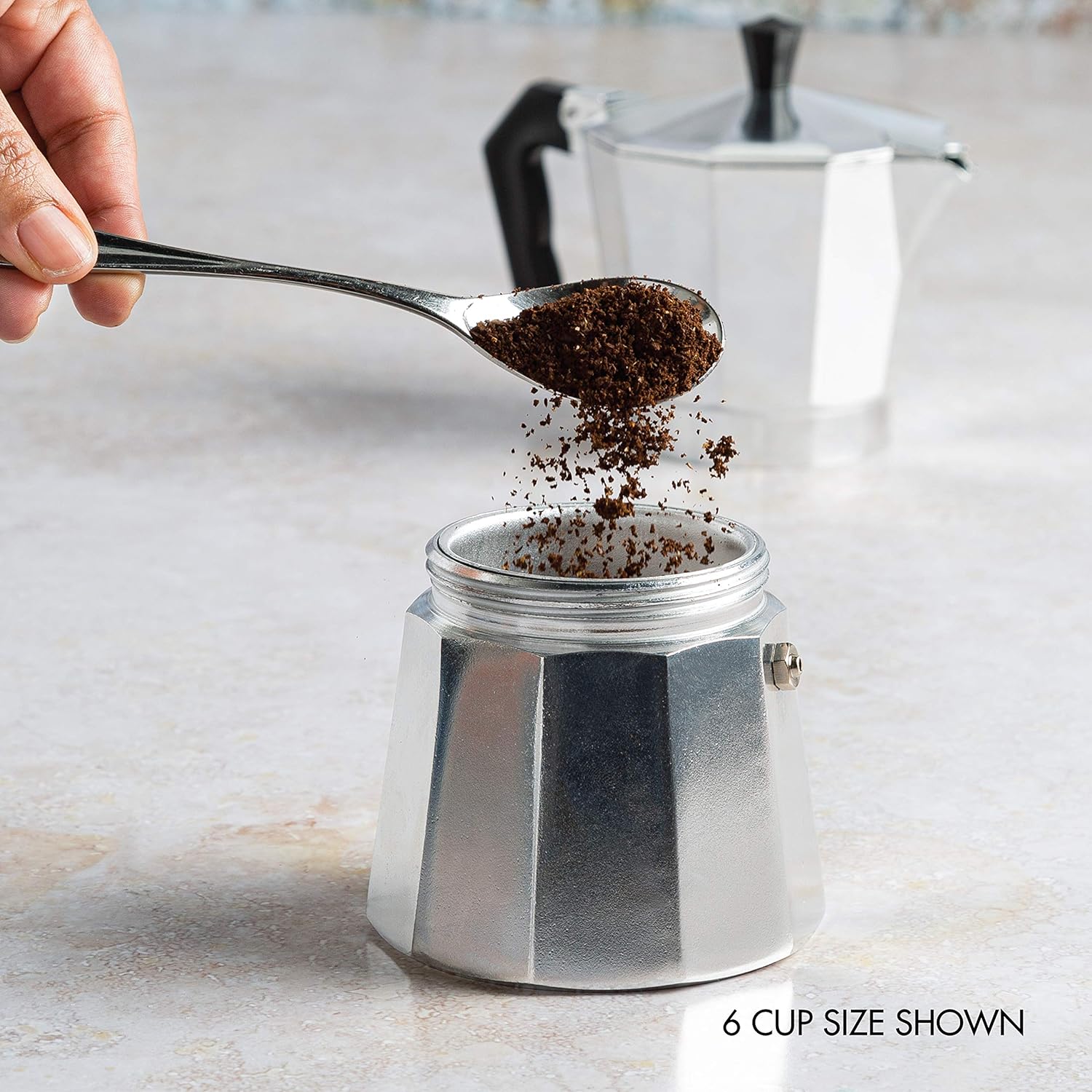Stovetop Espresso Maker with Milk Frother and Heat Resistant Handle for 6 Cups