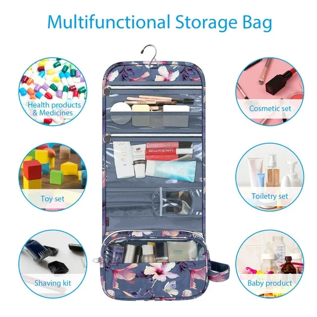 Makeup Organizer Pouch with Clear Viewing Panel and Brush Slots, Water Resistant