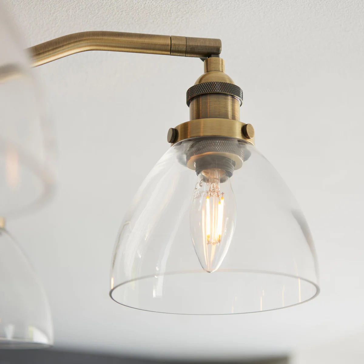 Bravelle Hansen Antique Brass 5-Light Semi-Flush Ceiling Light Clear Glass Shades, Kitchen Lights