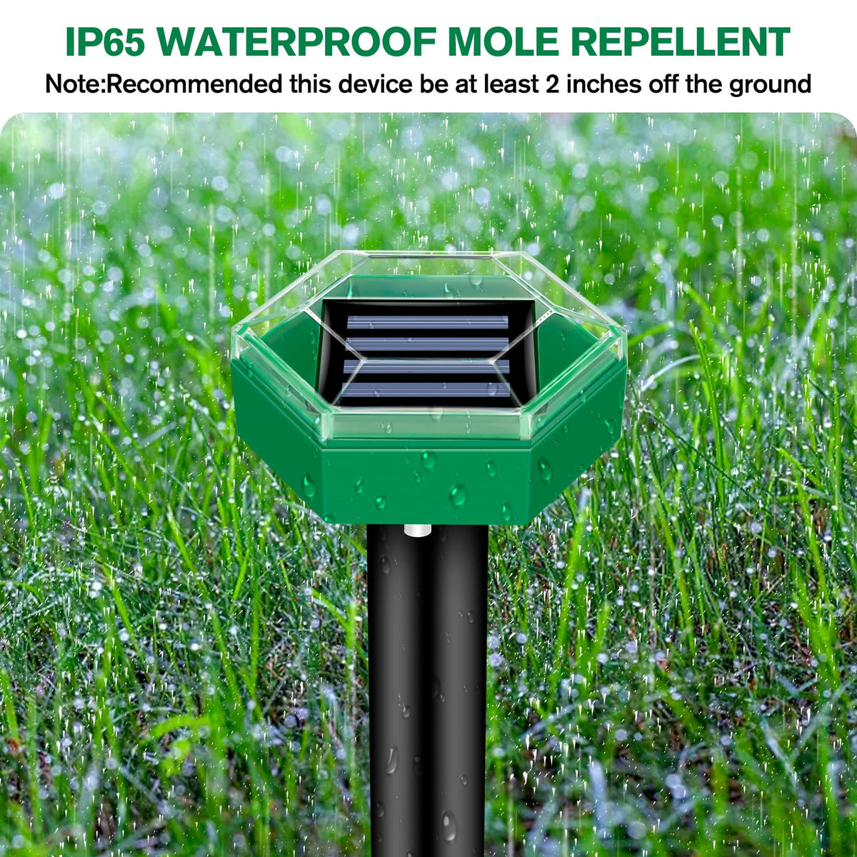 Solar Mole Repeller with Pulsing Vibration and Waterproof Housing, 4-Pack