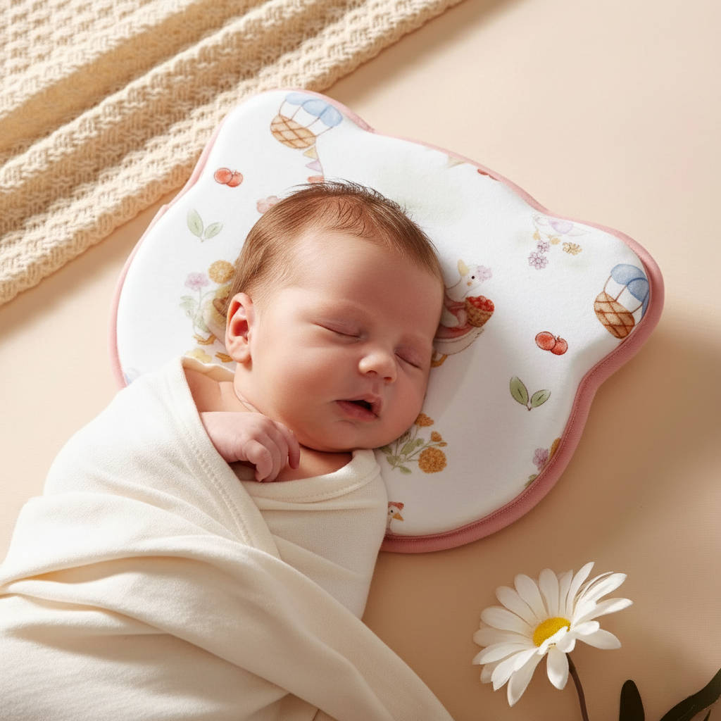 Infant Head Support Pillow with U-Shaped Cradle and Sweat-Absorbent Velvet Cover