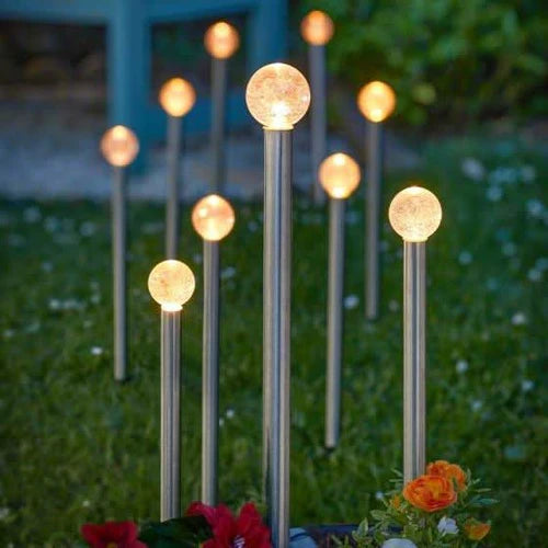 LumiSphere Solar Globe Stake Lights 13" Warm White LED 10-Pack, Outdoor Pathway Lighting