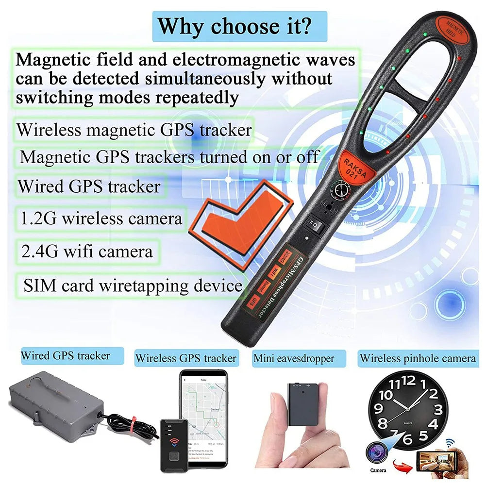 Hidden Camera and GPS Tracker Detector with Detection Tubing and Extended Range
