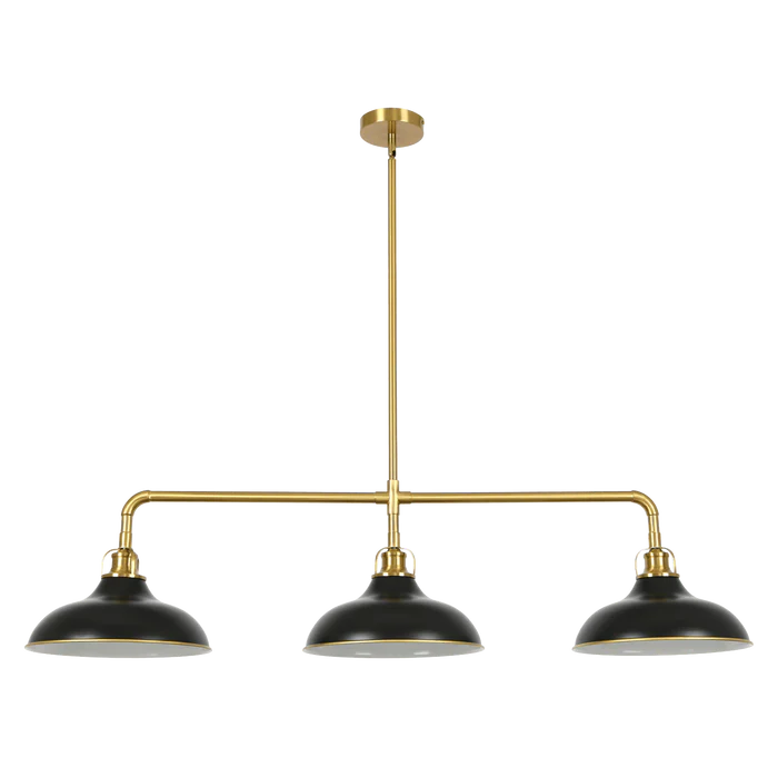 Luxe Black & Brass 3-Light Linear Pendant Adjustable Modern, Kitchen Lights