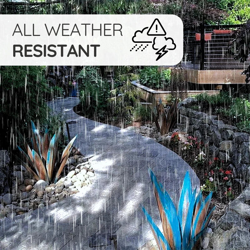 Metal Agave Plant with Rust Finish for Patios and Indoor Corners