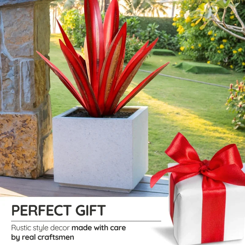 Metal Agave Plant with Rust Finish for Patios and Indoor Corners