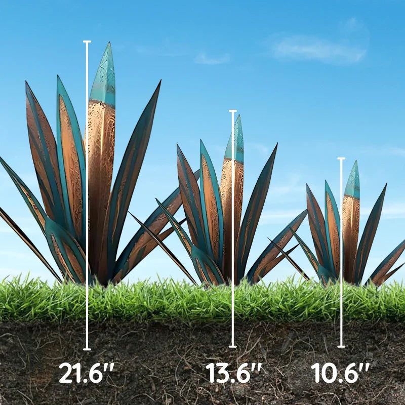 Metal Agave Plant with Rust Finish for Patios and Indoor Corners
