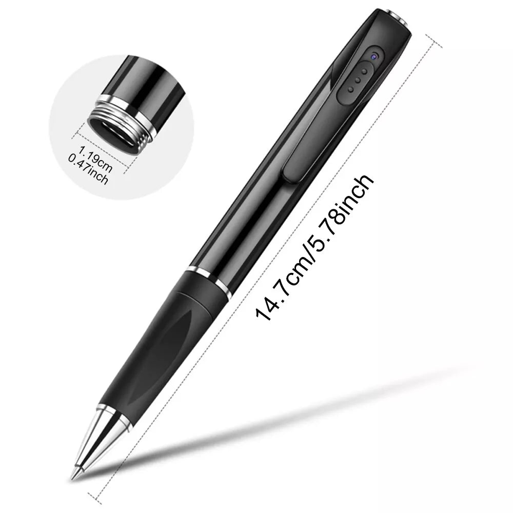 1080P Video Recording Pen with 3-Hour Battery and Clip-On Design for Meetings