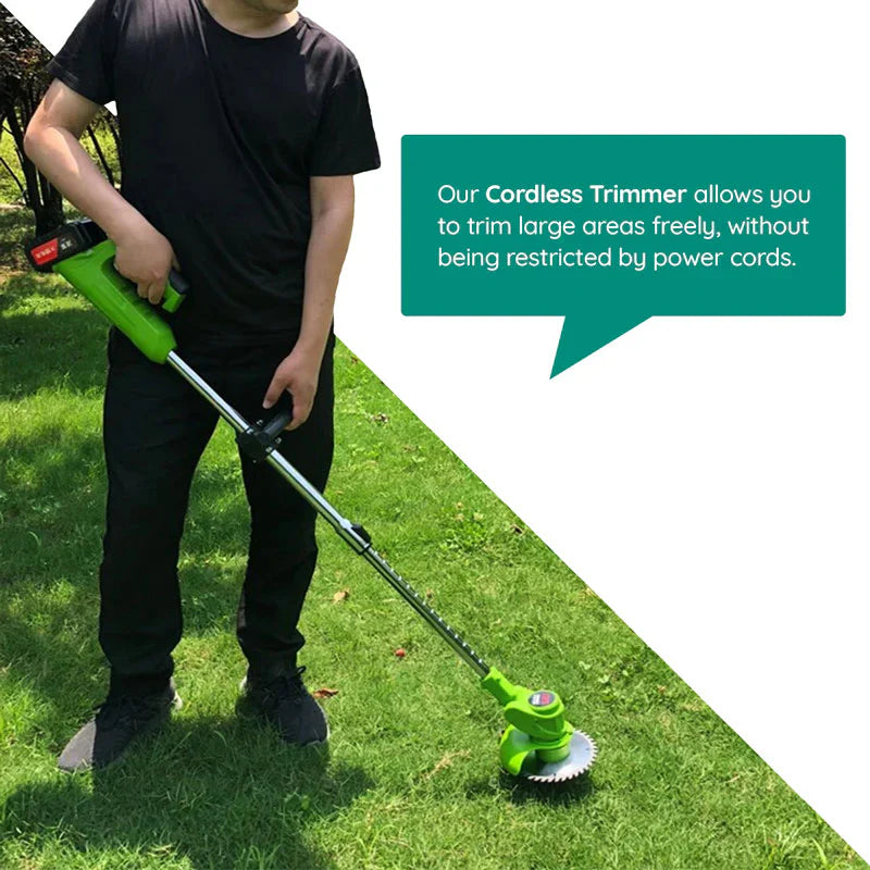 Cordless Grass Trimmer with 24V Motor and Telescopic Rod, Multi-Angle Head