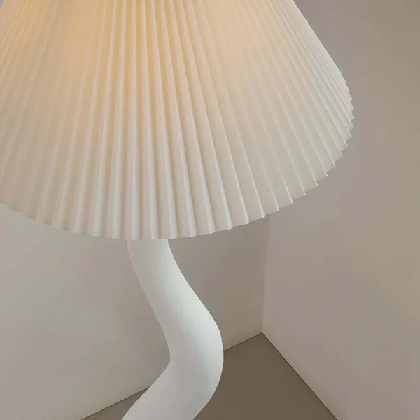 LumiNest Sculptural Spiral Floor Lamp 65" White Resin with Pleated Shade, Living Room Floor Lamps