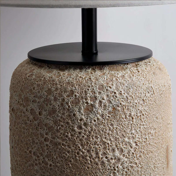 LumiNest Rin Modern Ceramic Floor Lamp 47" Cream with Fabric Shade, Living Room Floor Lamps