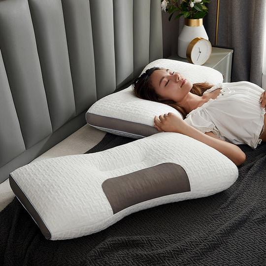 Contoured Neck Support Pillow with Quick Rebound Mesh and Dual Position Design