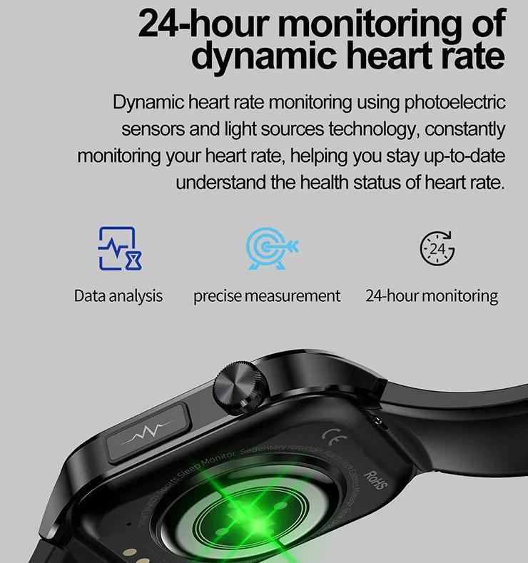 Senior Health Smartwatch with Heart Rate Monitor and Blood Oxygen Sensor, SOS Emergency Button